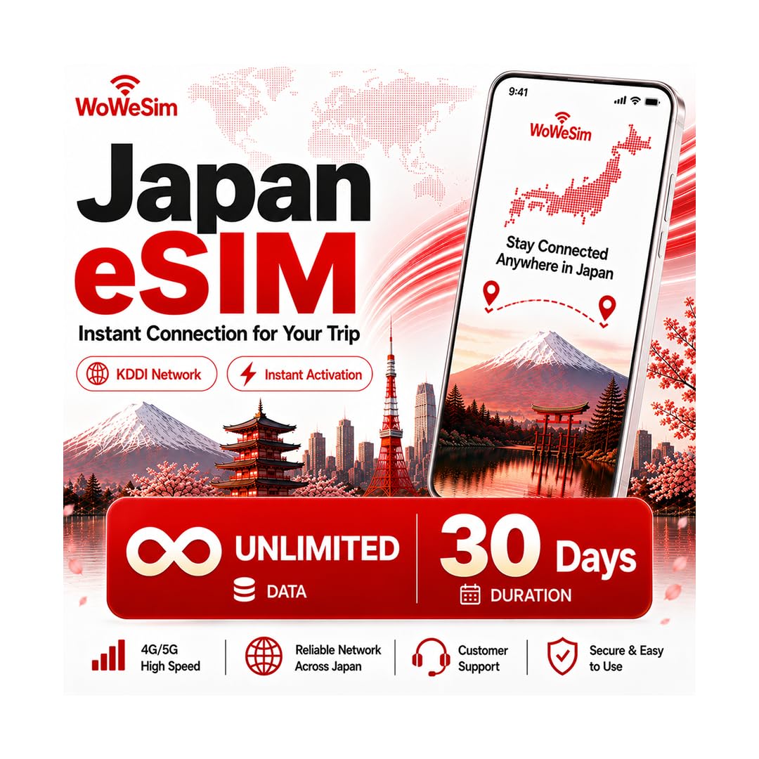 Japan eSIM Unlimited -30 Days 5G LTE Hotspot No Physical SIM