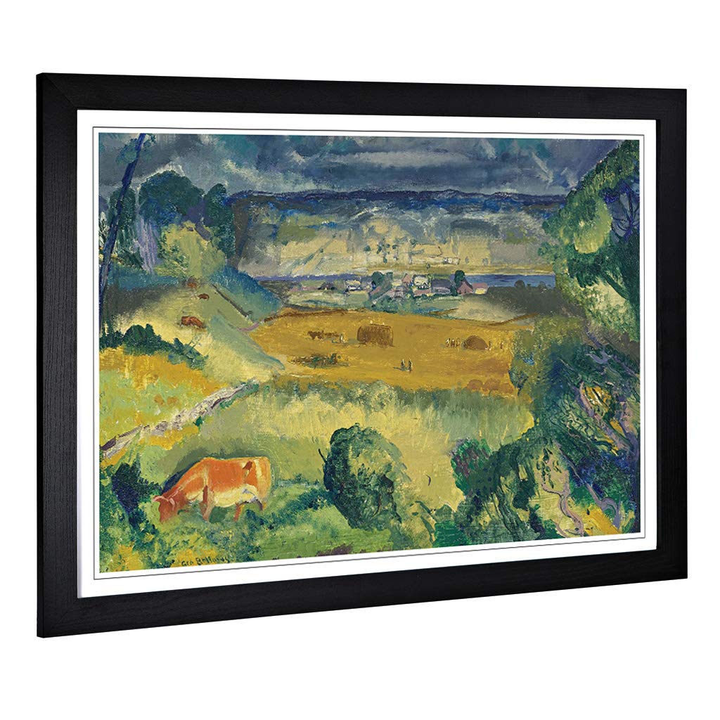 Big Box Art Framed Print of George Bellows Harvest Landscape Design | Wall Art Picture | Home Decor for Kitchen, Living Room, Bedroom, Hallway, Black, A2 / 24.5x18 Inch / 62x45cm