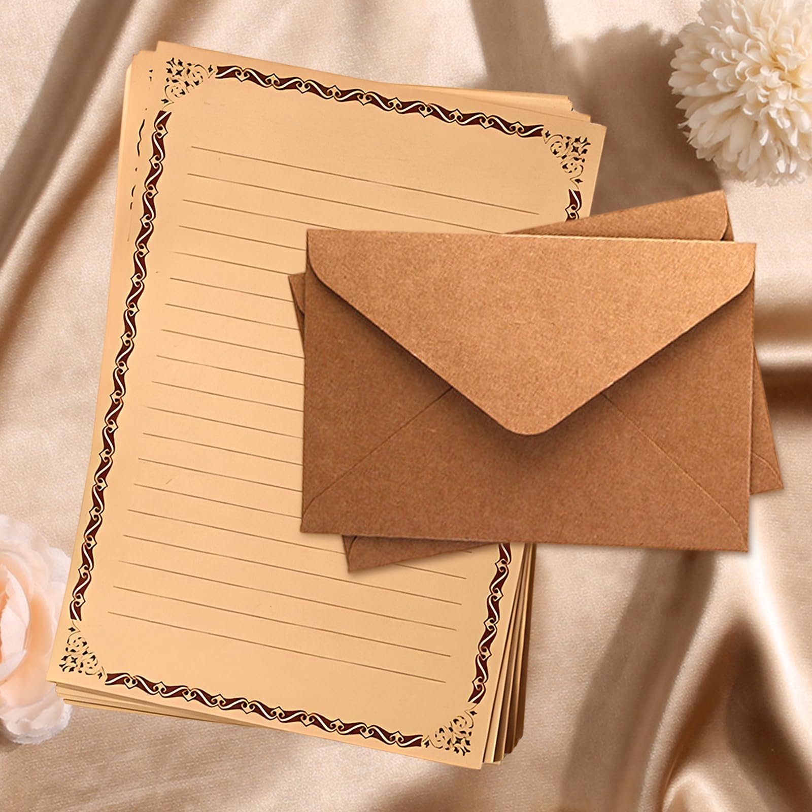 Papier à Lettres Vintage avec Enveloppes Set, Qixuer DIY pour Lettres