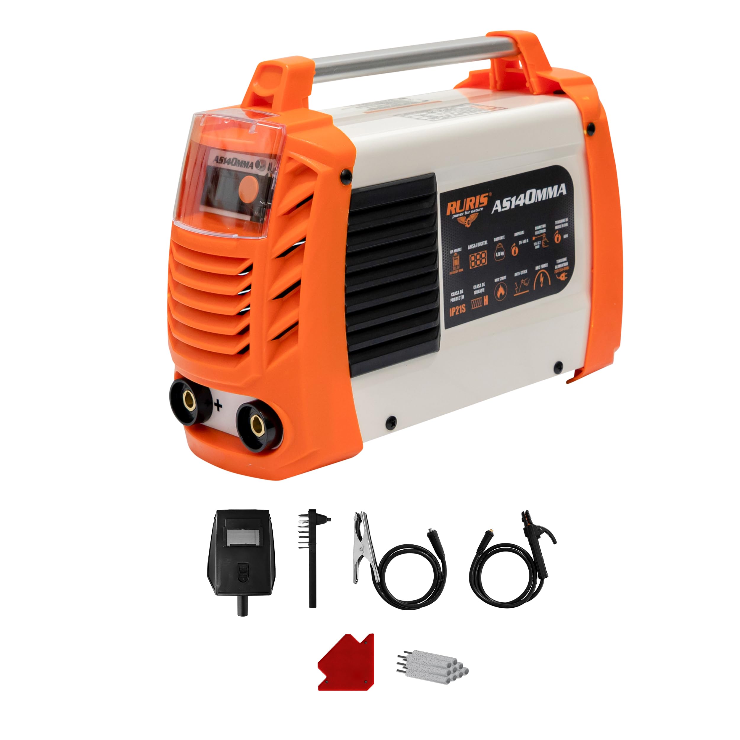 RURIS POWER FOR NATURE Ruris AS140MMA Welding Machine + Mask + Hammer/Brush + 2.5 kg Rutilan Electrodes 2.5 mm + Magnet