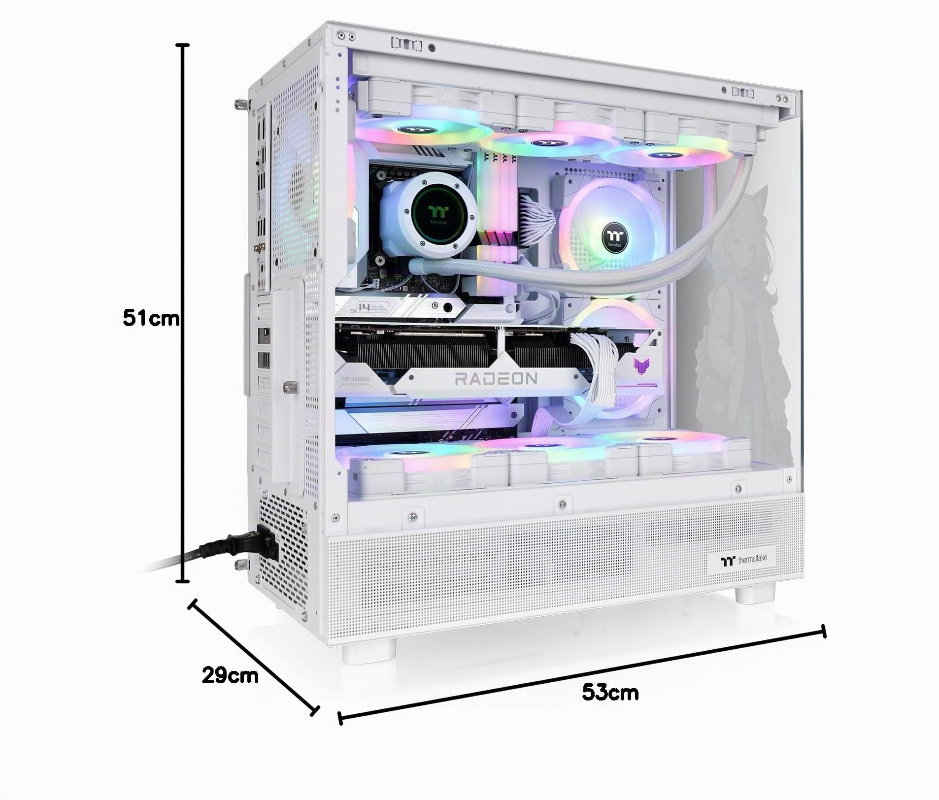 Thermaltake View 270 SP Edition Snow | Mid Tower PC-Gehäuse | Tempered Glass Panorama | Manga Frontdesign | 360 mm Radiator Support | GPU bis 420 mm | Mainboard Support bis E ATX