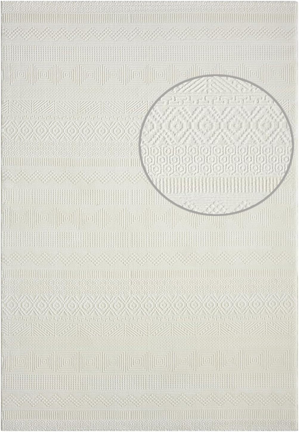 VIMODA Teppich Wohnzimmer Schlafzimmer Skandinavisch Modern | Pflegeleicht | Qualitativ Hochwertig |,Farbe:Creme;Maße:120x170 cm