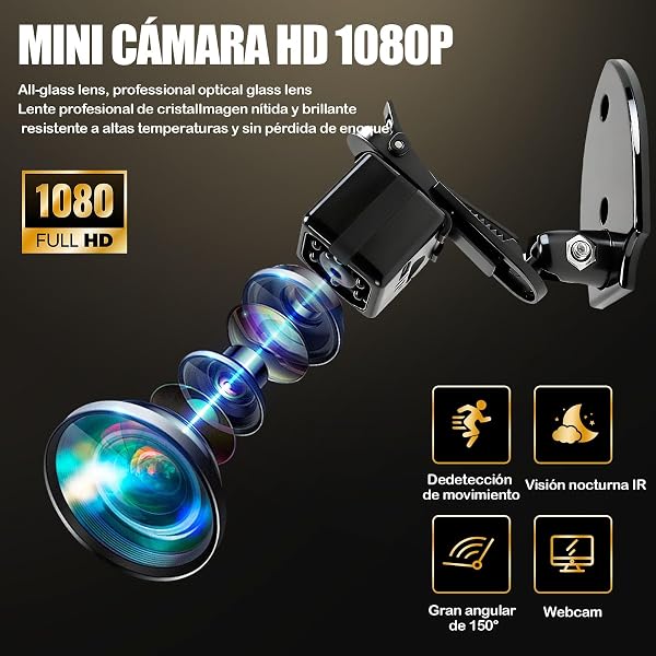 Mini Camara Espia, HD 1080P Camara Oculta Espia Camuflada Invisible, Cámara Espia con Batería, Auto Visión Nocturna y Detección de Movimiento, Spy Camera para Interiores y Exteriores sin Wifi/Internet - 2