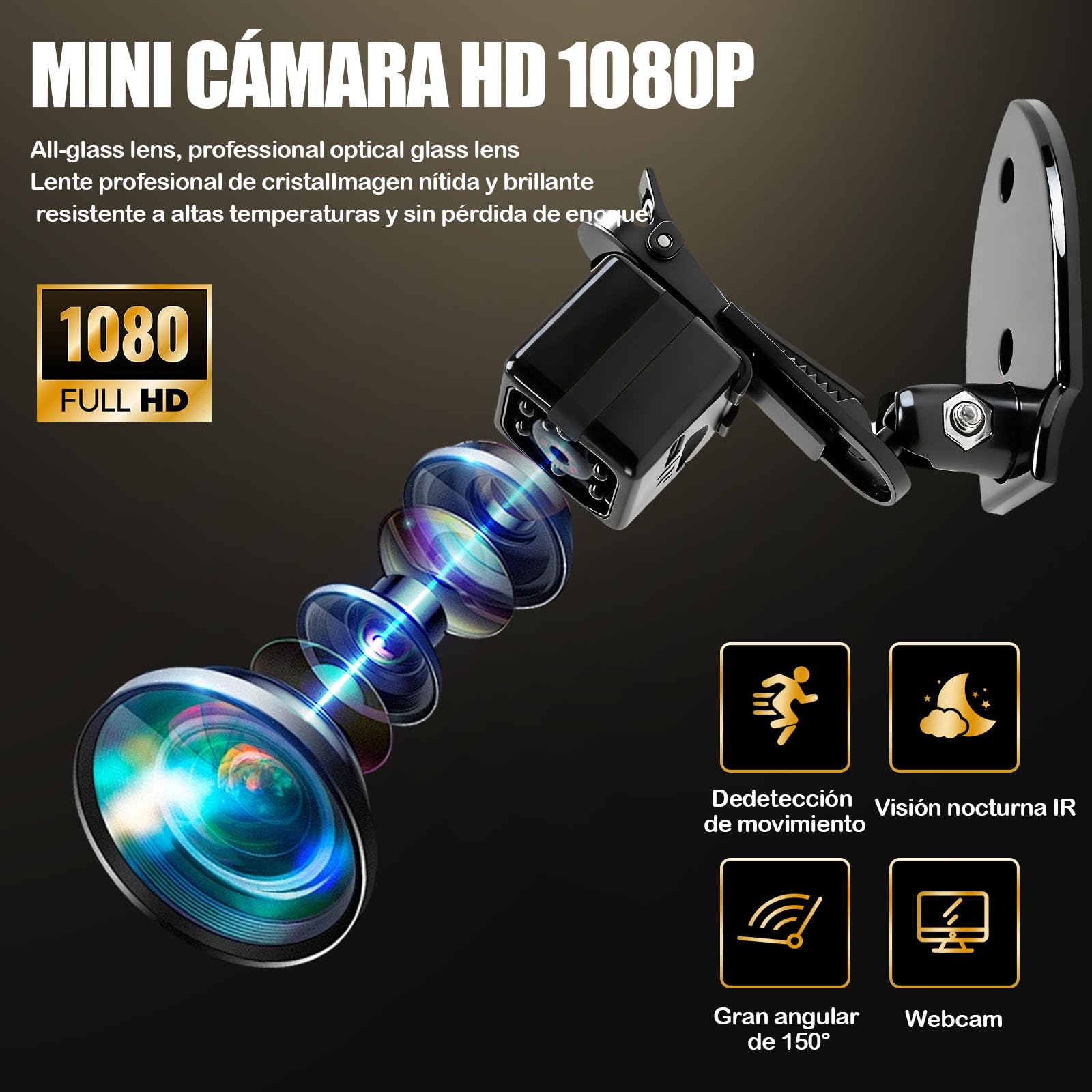 Mini Camara Espia, HD 1080P Camara Oculta Espia Camuflada Invisible, Cámara Espia con Batería, Auto Visión Nocturna y Detección de Movimiento, Spy Camera para Interiores y Exteriores sin Wifi/Internet - 2