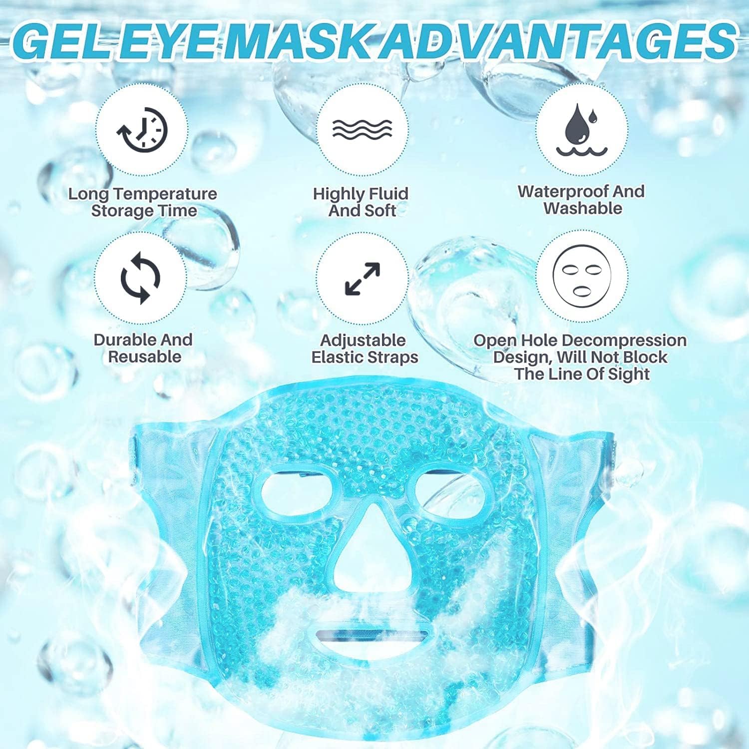 C2SK Ice Face Mask with Gel Beads | Cold & Hot Compress Pack for Puffy Eyes, Dark Circles, Headache Relief, Relaxation & Skin Care | Reusable Face SPA Mask 2