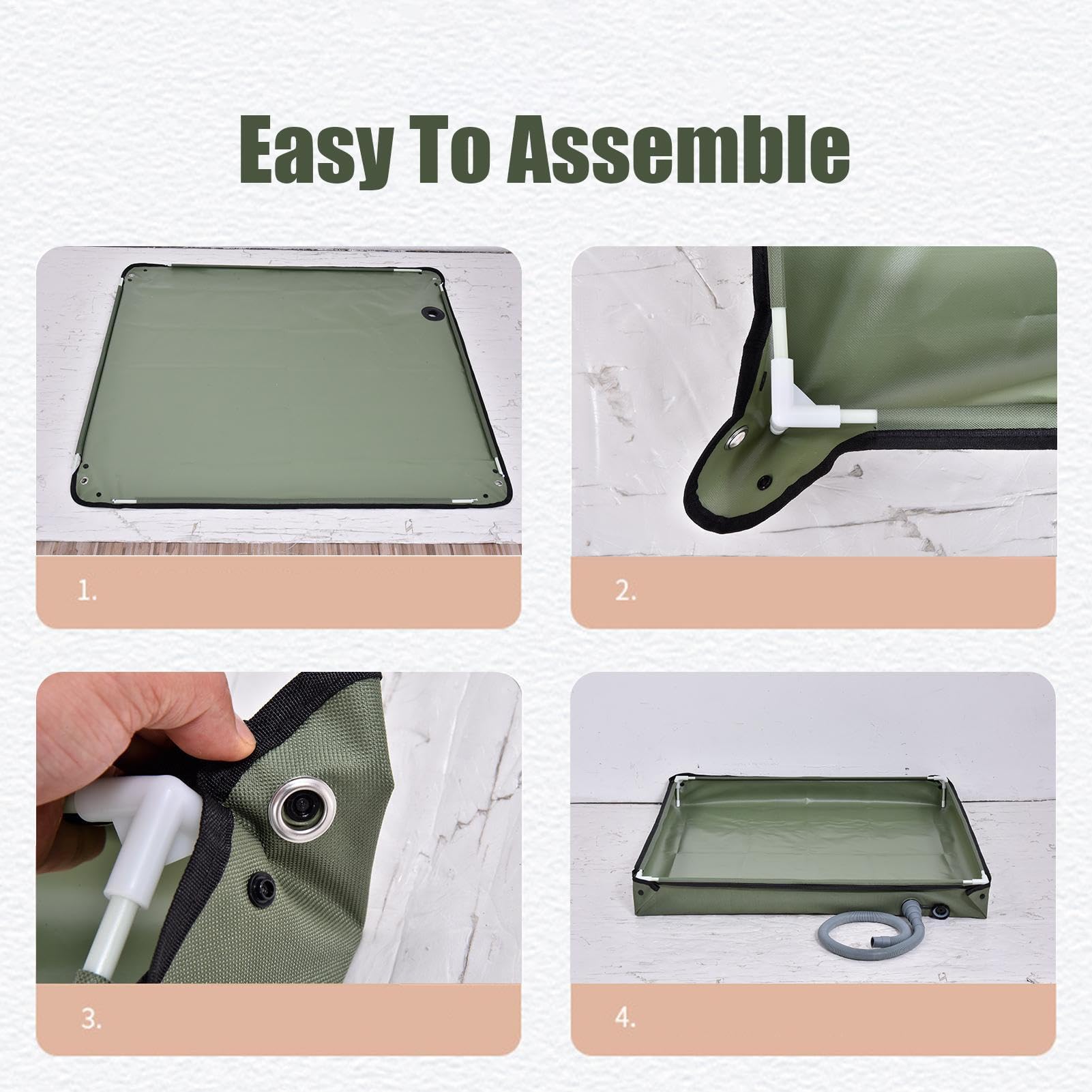 Base Campeggio Pieghevole Doccia Portatile, 31.5 Pollici, Vasca Bagno Aperta Tubo Scarico, Vassoio Tenda