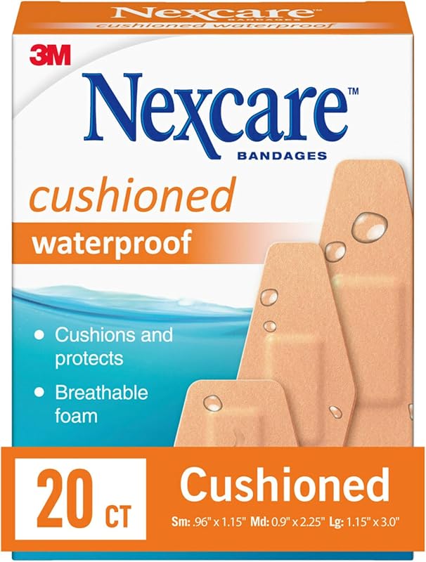 Waterproof Cushioned Bandages, Assorted Sizes, 20 Count