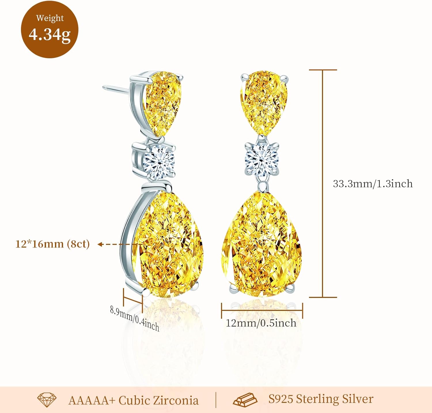 AINUOSHI Large Dangle Earrings for Women, Lab Simulated Diamond, Cushion/Oval/Heart/Cut Drop Dangle, 925 Sterling Silver, Hypoallergenic, Birthday Christmas Gift for her, Jewelry Box Packed