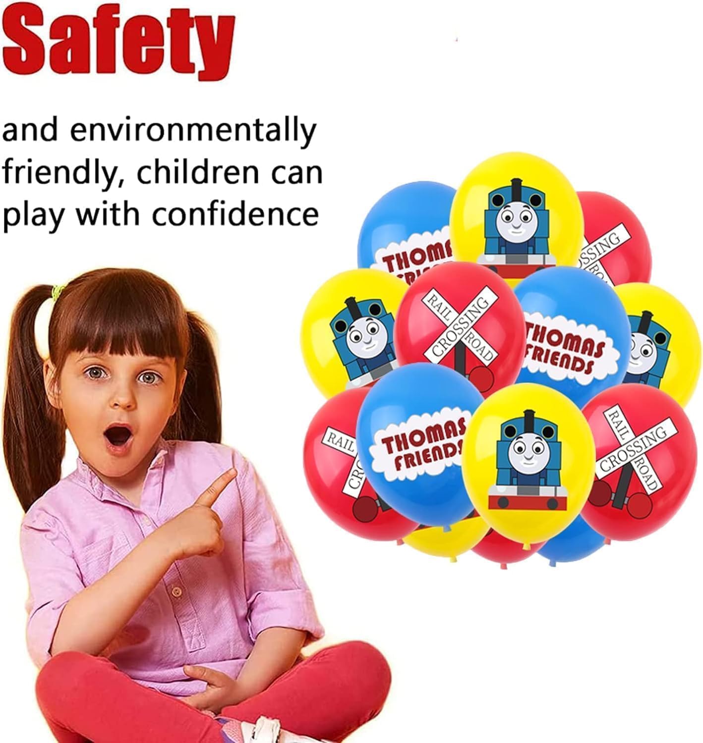 Thomas Train birthday party supplies, including banner, Pentagram balloon, Latex Balloons, It is very suitable for boy's and girl themed birthday party supplies - Image 5