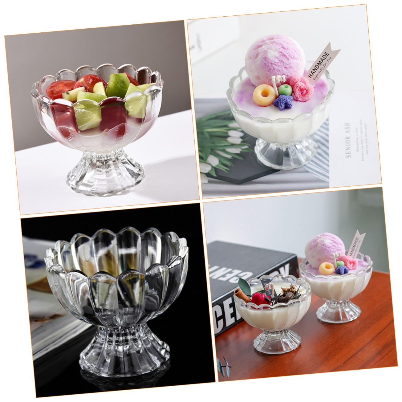 6pezzi Coppa Di Vetro Per Dessert Coppa Gelato Ciotola Per Dessert Di Gelatina Di Vetro Per Casa Tazza Da Tazze Da