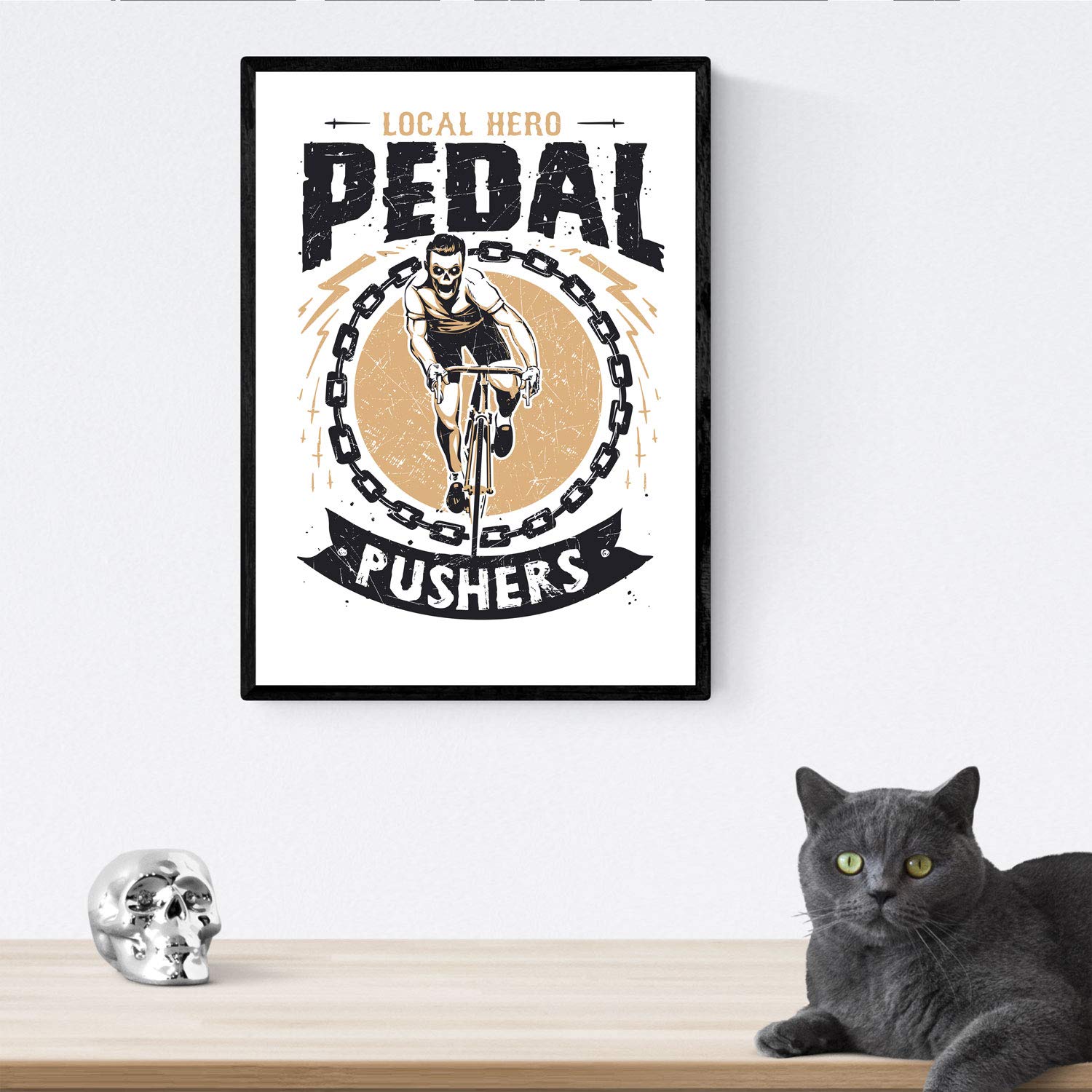 Nacnic Poster Calavera, bike girl. Design decorative sheet. A4 size, Skull, Bike Girl - Image 4