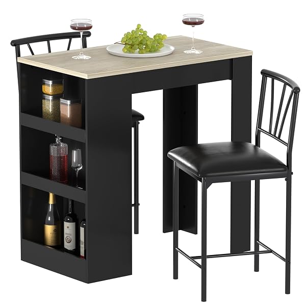 Gray Counter-Height Set with Side Shelves