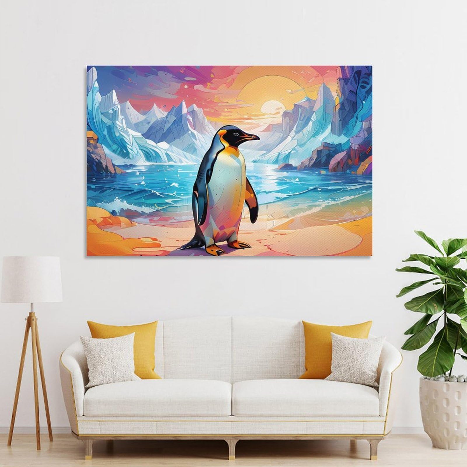 Junmoney Wall Art Print Penguin, 20x30inch(50x75cm), for Bedroom Decor, Cosy Corners Or Studios, Decorative Wall Art for Cosy Rooms