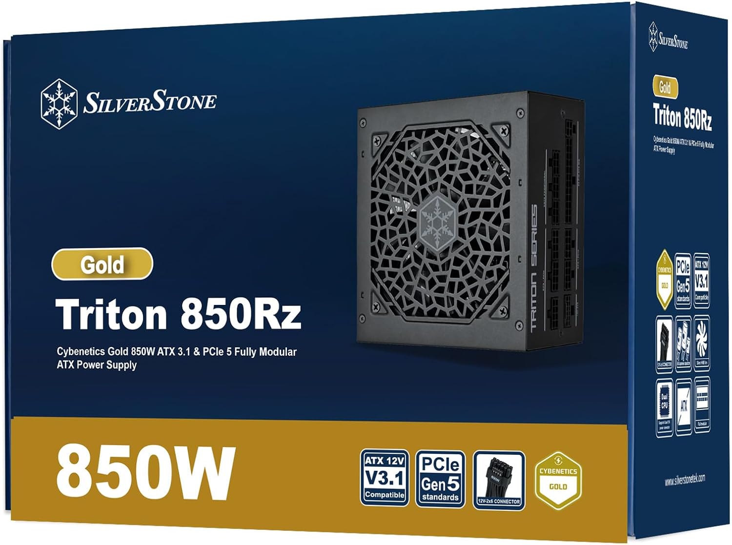 Silverstone Technology Triton 850Rz - Cybenetics Gold 850W ATX 3.1 & PCIe 5 Fully Modular ATX Power Supply, SST-TR850R-GM
