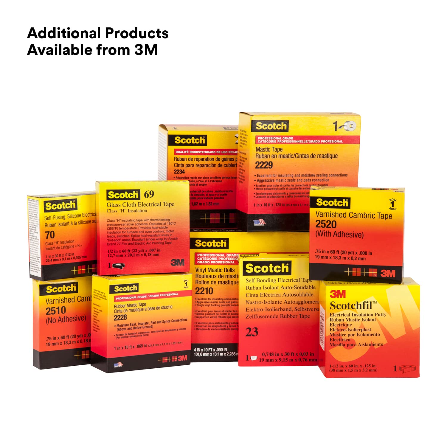 3M Scotch Varnished Cambric Tape 2510, 2 in x 36 yds, 4 rolls/carton, Yellow
