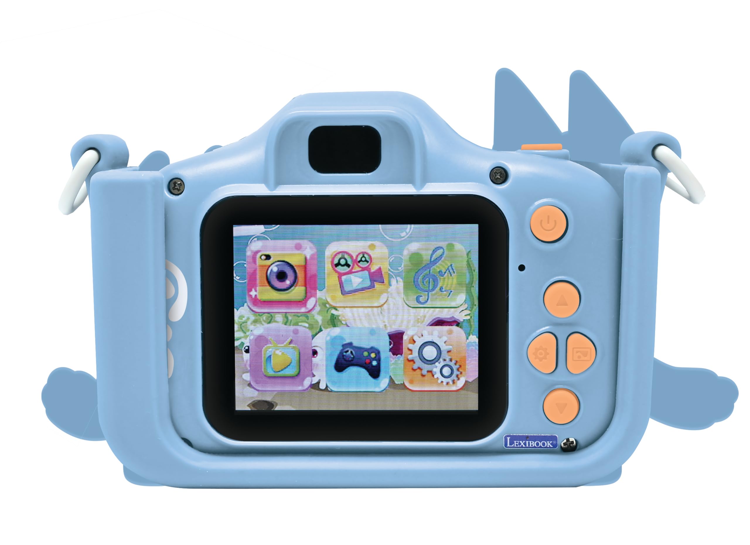 Lexibook Bluey, fotocamera 4-in-1 per bambini con protezione, funzioni foto, video, MP3 e giochi, 15 cornici per personalizzare le tue foto, include scheda di memoria da 8 GB, DJ078BY