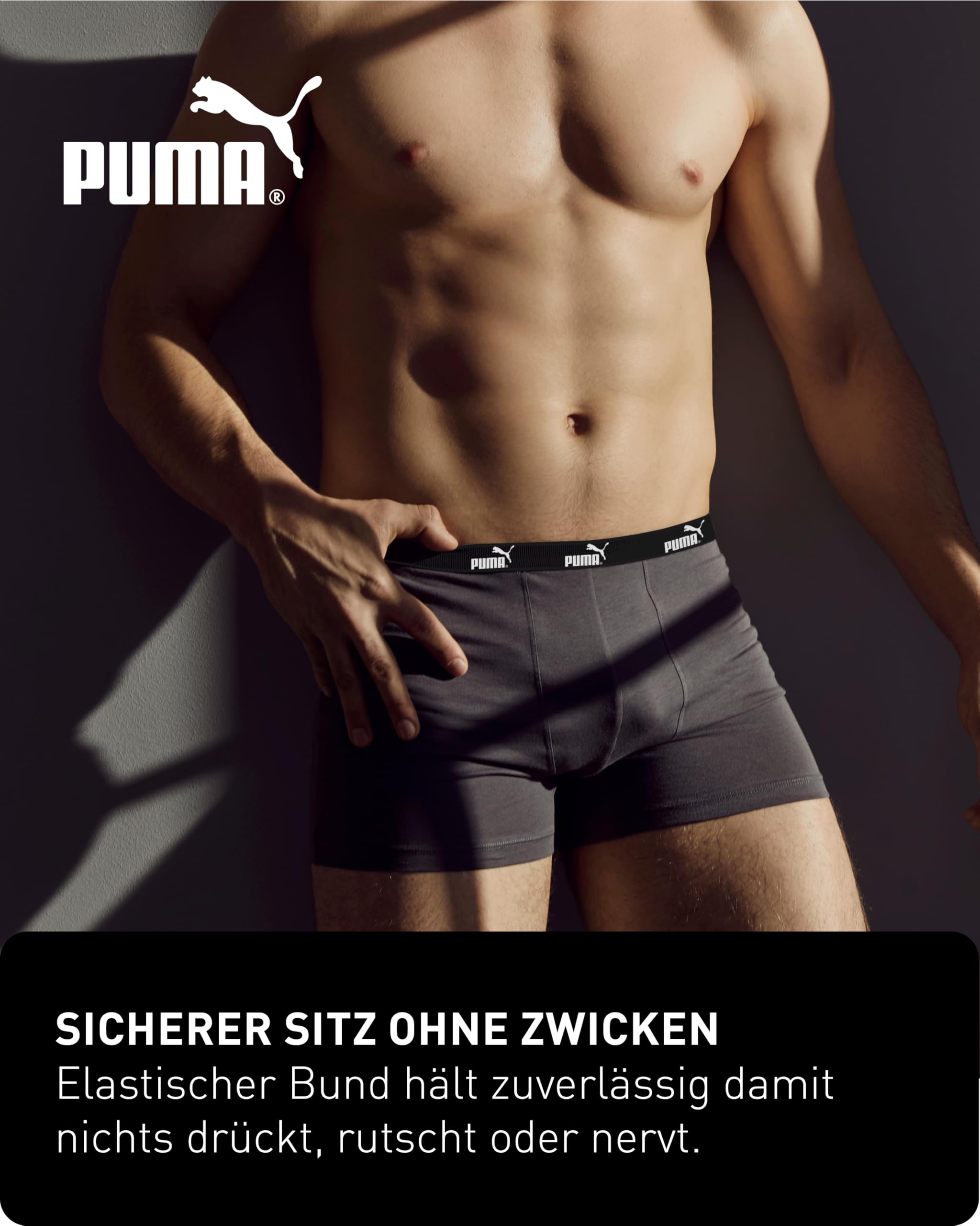 PUMA Boxershorts für Herren, Basic-Modell, limitierte Auflage, Schwarz, 6er Pack