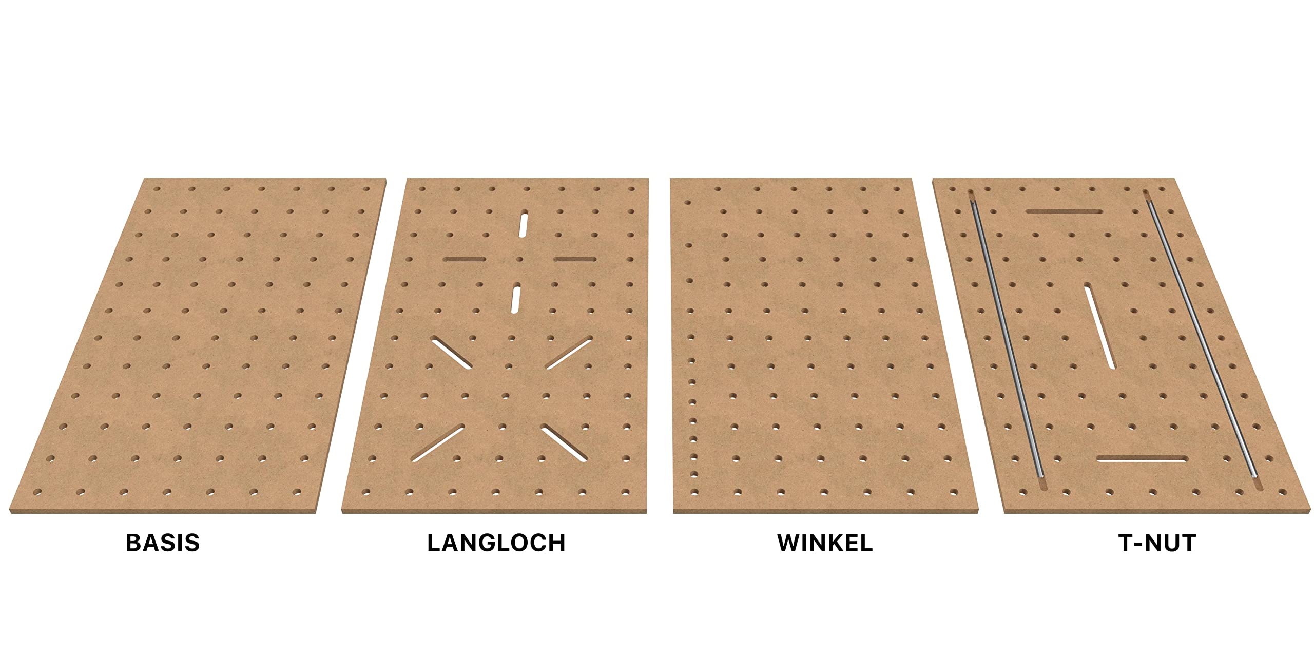 MFT Lochplatte MDF 19 mm – Werkbank Arbeitsplatte mit 100 mm Lochbild – CNC Aufspannplatte 20mm Loch für Multifunktionstisch & Werkstatt (T-Nut Profil, 120 x 70)