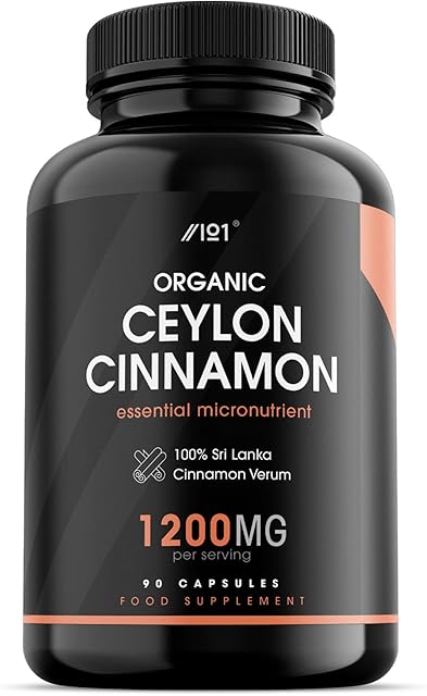Organic Ceylon Cinnamon 1200mg - Potent 100% Sri Lanka Cinnamon Verum - Halal - 90 Vegan Capsules