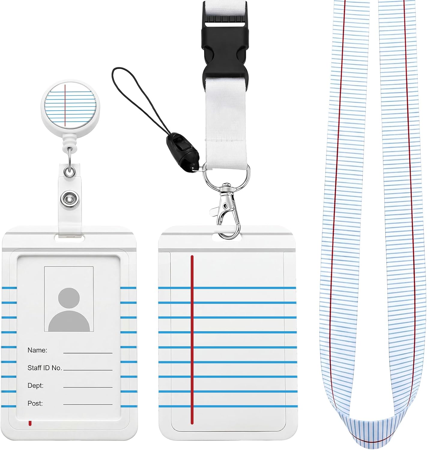 Eaasty 3 Pcs Teacher ID Badge Holder Notebook Teacher Appreciation Gifts with Retractable Lanyard Breakaway Badge Reel for ID Badges Name Tags Vertical Card Holder for Women Office Gifts