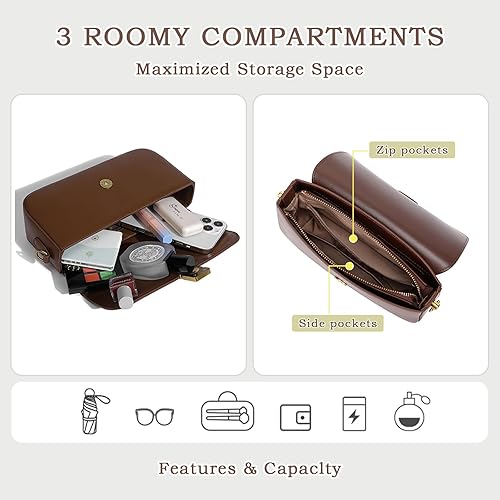 Miniatura 5 de imeetu Bolso cruzado de cuero suave para mujer, bolso de hombro con asa superior, correas de hombro extraíbles