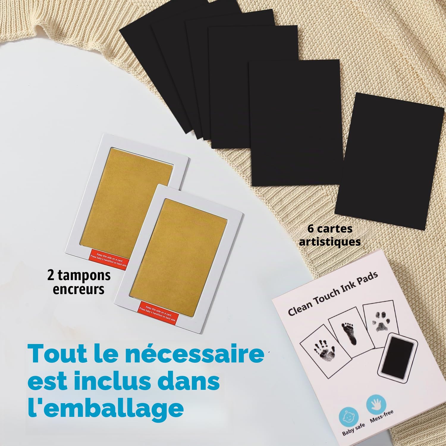 Kit Empreinte Pieds et Mains Bébé XL 2 Pas Clean Touch Tampons Bébé, Kit Empreinte Bebe Encre Pour Nouveau-nés Douche Cadeau Bebe Souvenir, Pattes De Chien Et Chat-L'or