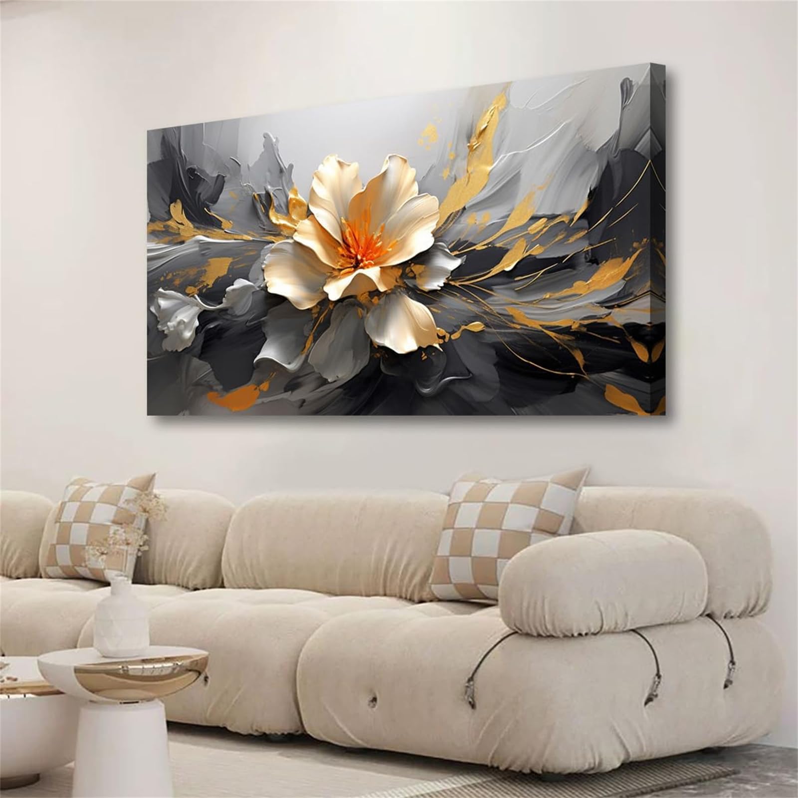 Blume Malen Nach Zahlen Erwachsene Groß 60x120cm, Malen Nach Zahlen abstrakt, Kreativ Set für Erwachsene, DIY Handgemalt Ölgemälde Leinwand Kit mit 3 Set Pinseln Acrylfarben, Home Dekor, Rahmenlos