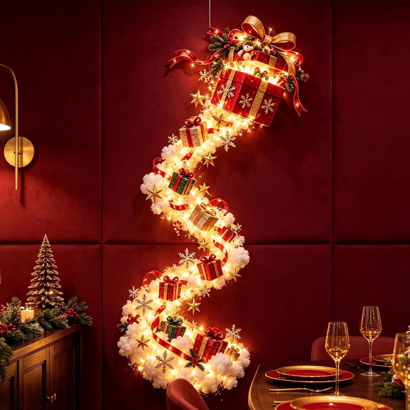 Christmas Magic Trail Wall Light, LED Cascading Christmas Wall Decor