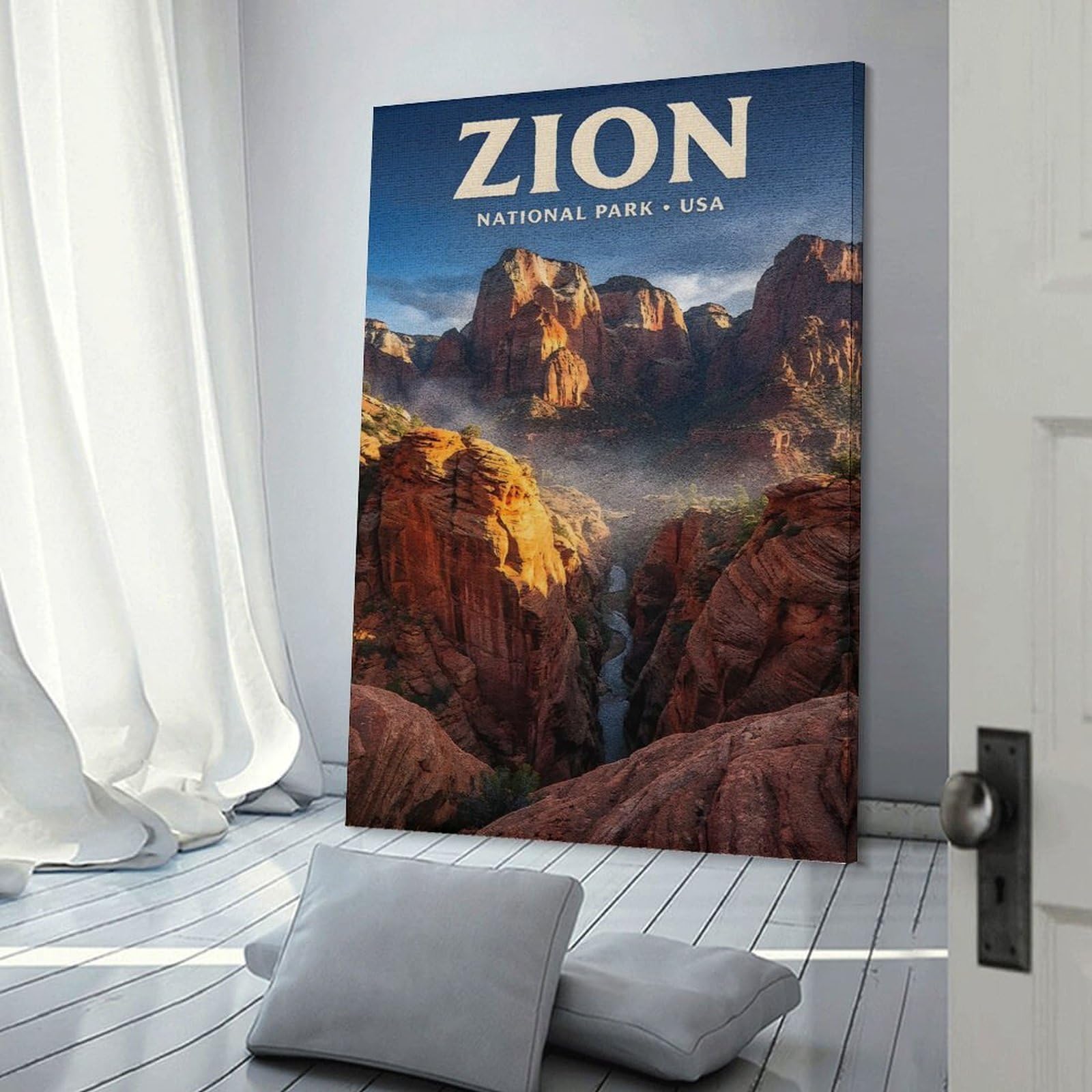 Junmoney Zion National Park Travel (2) Home Decor Wall Art 12x18inch(30x45cm), for Small Homes, Bedrooms Or Open Spaces, An Easy Choice for New Home Styling