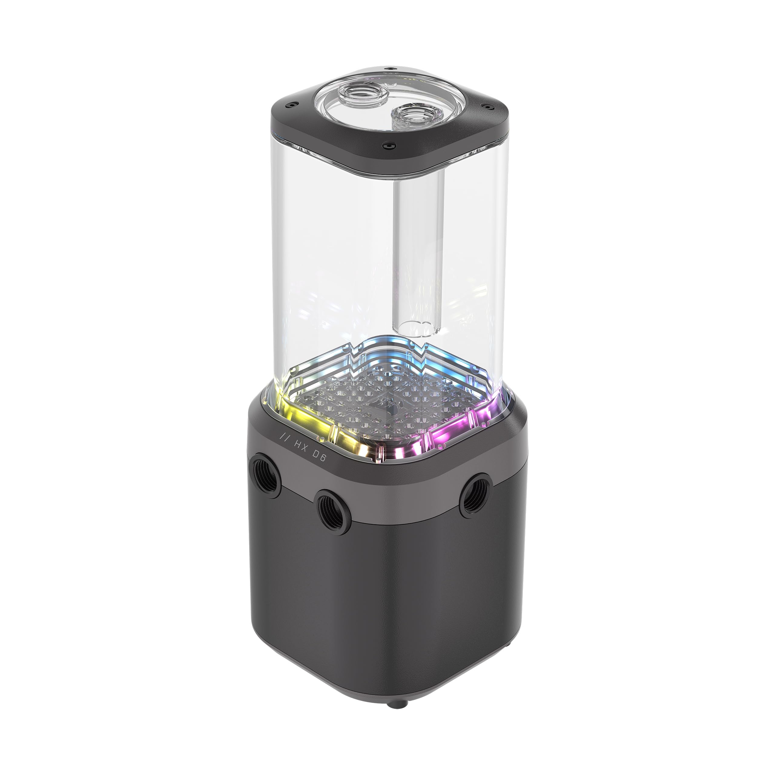 CORSAIR iCUE Link XD6 RGB Elite Pump/Reservoir – Pompe FlowDrive Max, Capteur de Température Intégré, 22 LEDs RGB Adressables, Réservoir 440ml en Nylon Transparent – Gris Furtif