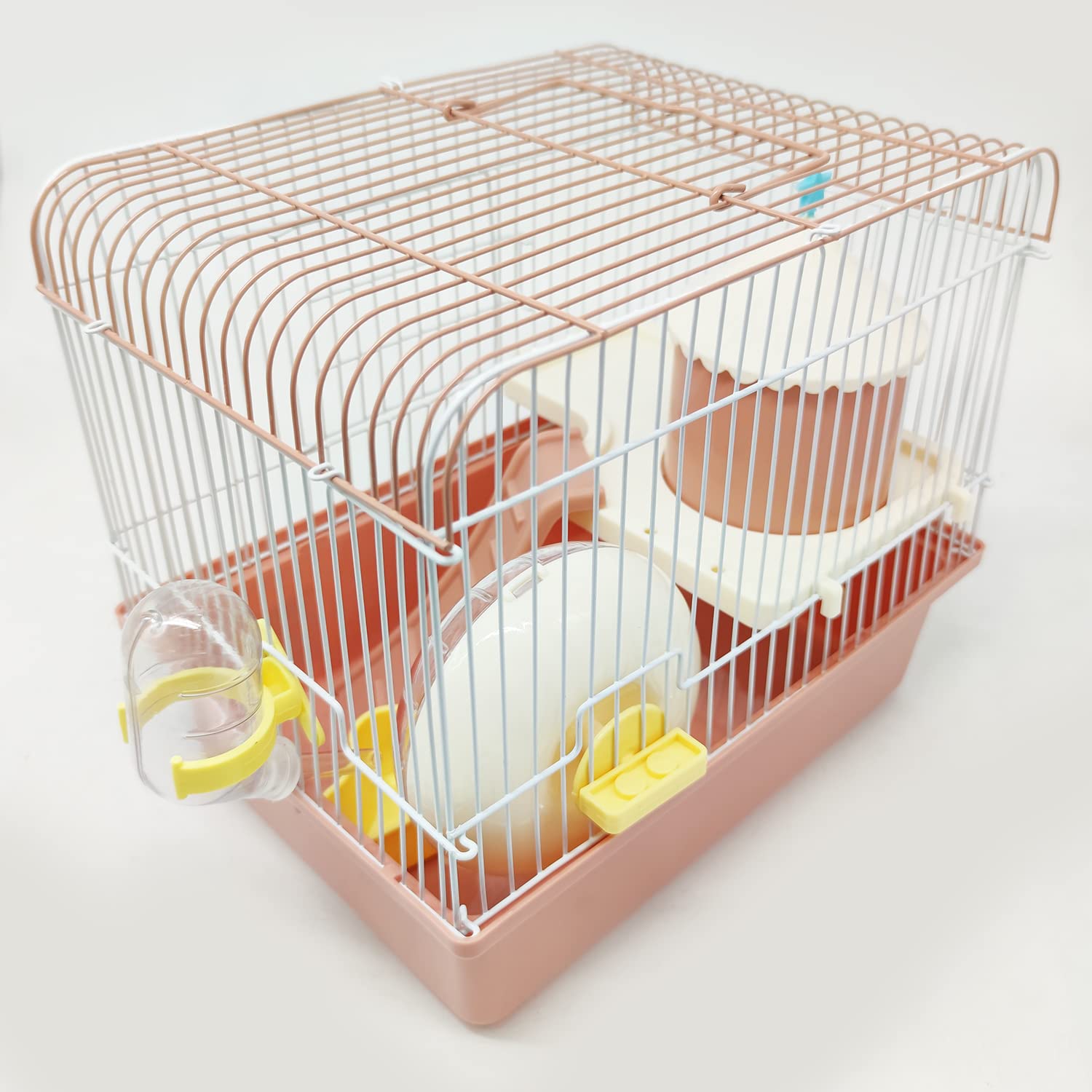 BPS Hamsterkäfig, Mini-Haus, Chalet, für Hamster, mit Futternapf, Tränke, Rad, zufällige Farbe, BPS-1381
