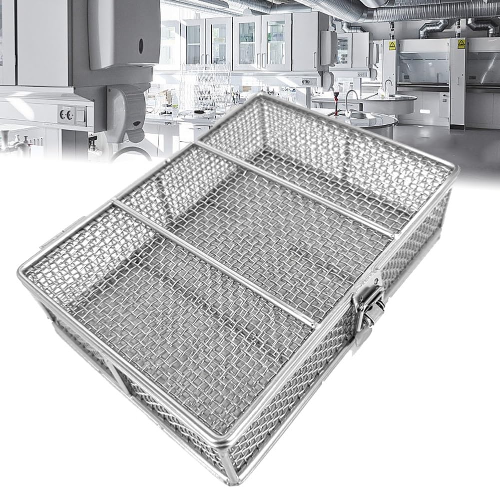 Panier de stérilisation en acier inoxydable avec couvercle – Plateaux en maille de 3 mm pour instruments médicaux orthopédiques et ORL