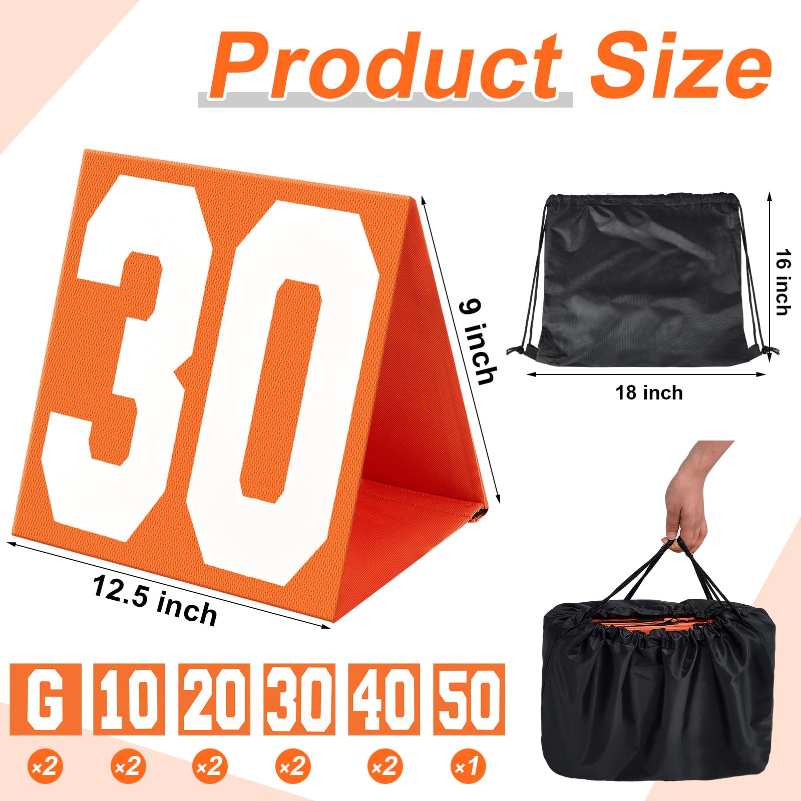 Set of 11 Football Yard Markers High Visibility Football Field Yard