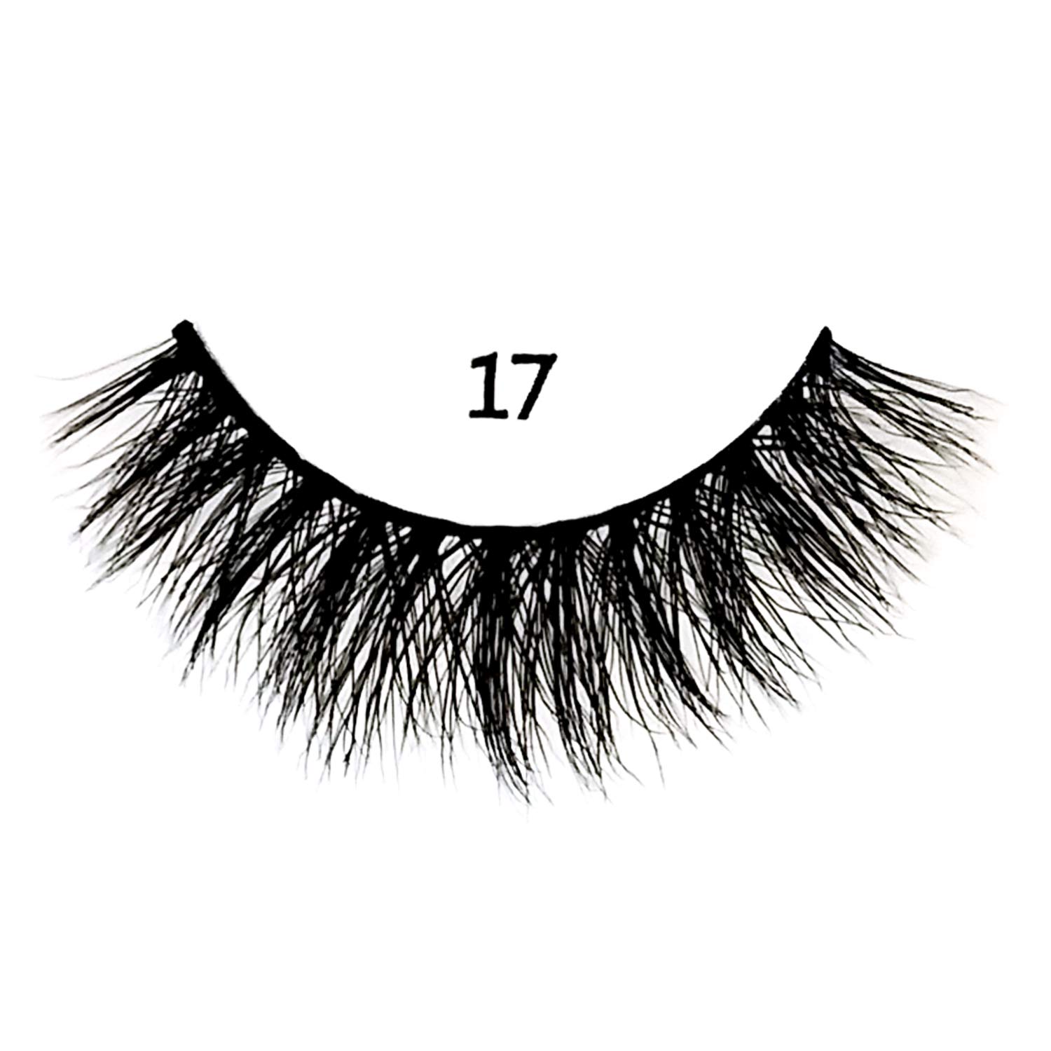 MIZ LASH 3D Mink Eyelashes 100% Real Fur Cruelty Free Strips False Lashes for Women Reusable Soft Thick Curl Dramatic Fluffy Natural Look Handmade Lash #17 Fashion Fake Eyelash Extensions 1 Pair Pack