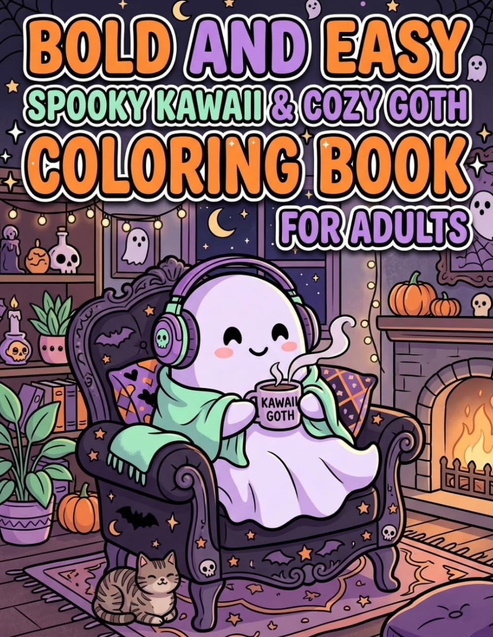 Bold and Easy Spooky Kawaii & Cozy Goth Coloring Book for Adults: Simple and Relaxing Spooky Kawaii & Cozy Goth Designs for Stress Relief and ... | Large Print Gift for Beginners & Seniors