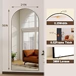 HARRITPURE Arched Full Length Mirror - 21"x56" Full Body Mirror with Stand, Large Floor Standing Mirror with Black Aluminum Frame for Bedroom Living Room Home Decor