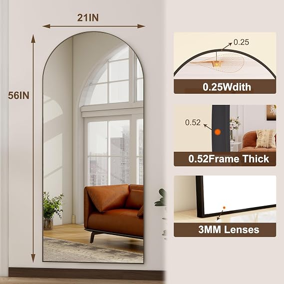 HARRITPURE 56x21 Arched Full Length Mirror Floor Mirrors