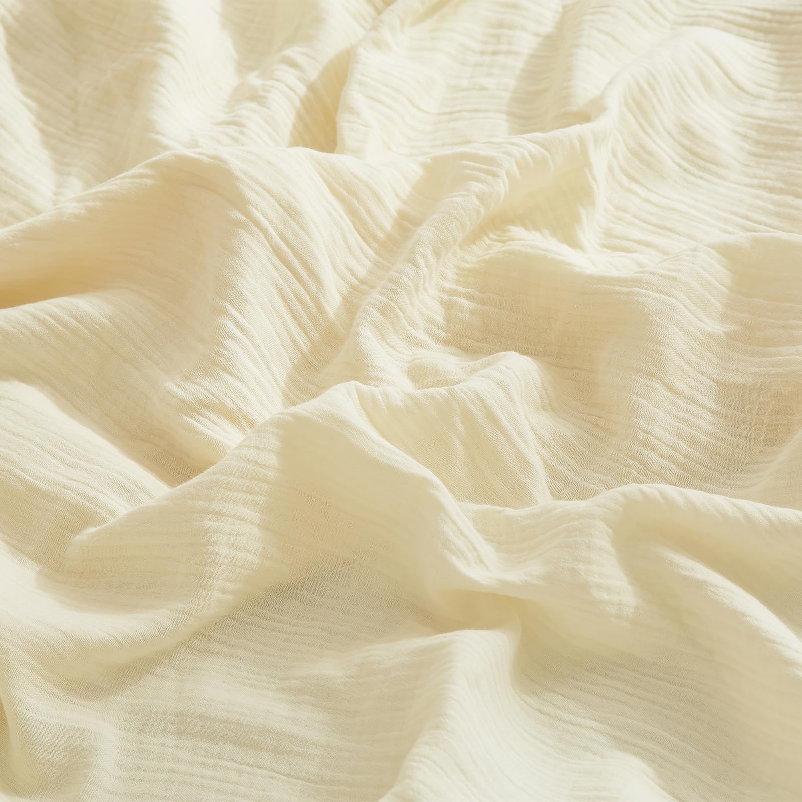 Boqingzhu Sábana bajera ajustable de algodón de muselina, 140 x 200 cm, color crema y blanco, transpirable, suave, con certificado Oeko-Tex, para colchón de 25 a 30 cm