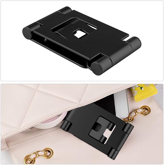 Dual Folding Aluminum Phone Stand for Desk, Black