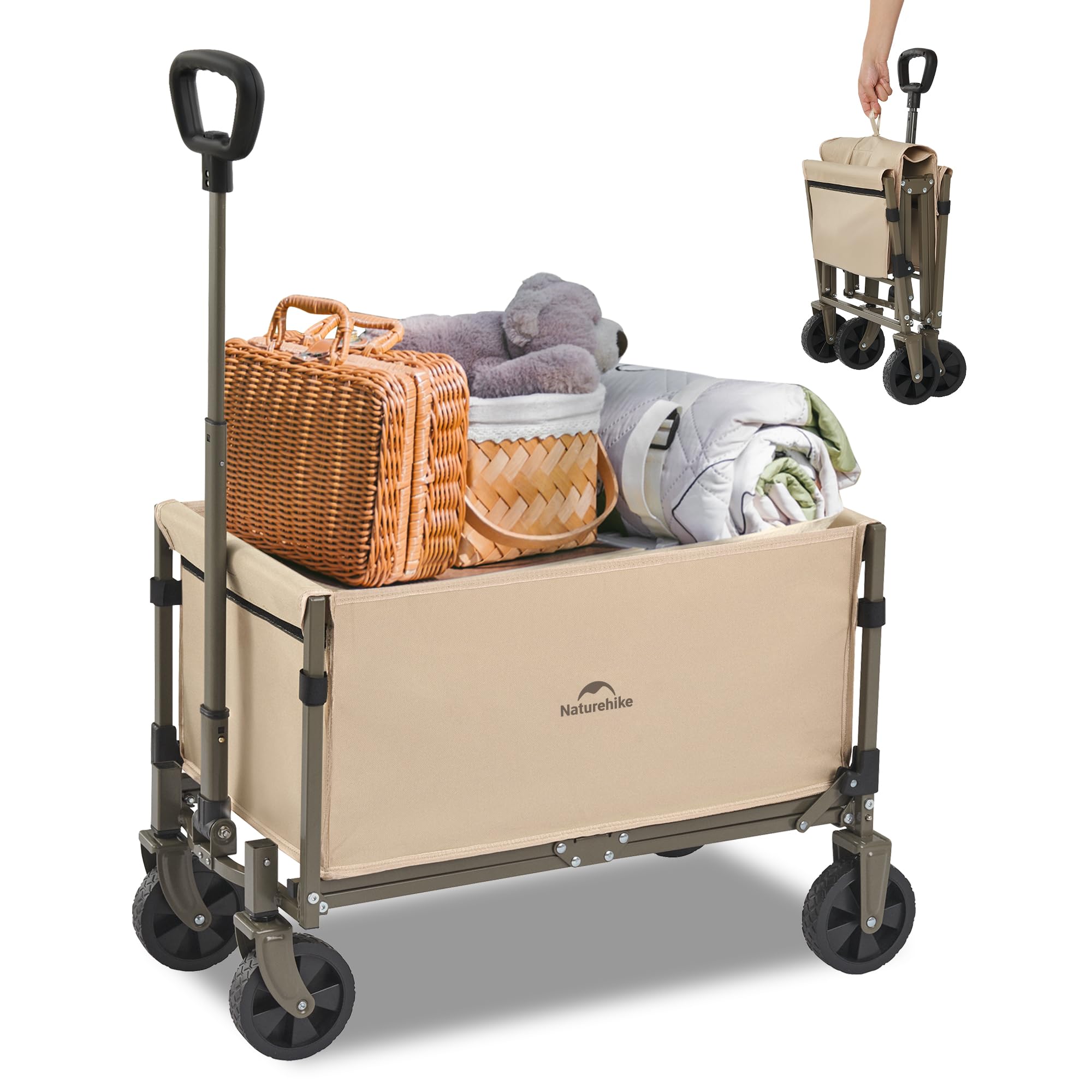 Naturehike Chariot à Main Pliable Charge maximale 120 kg Très Grande capacité en Plein air Pliable avec Chariot réglable pour Le Camping, Le Shopping, la Plage