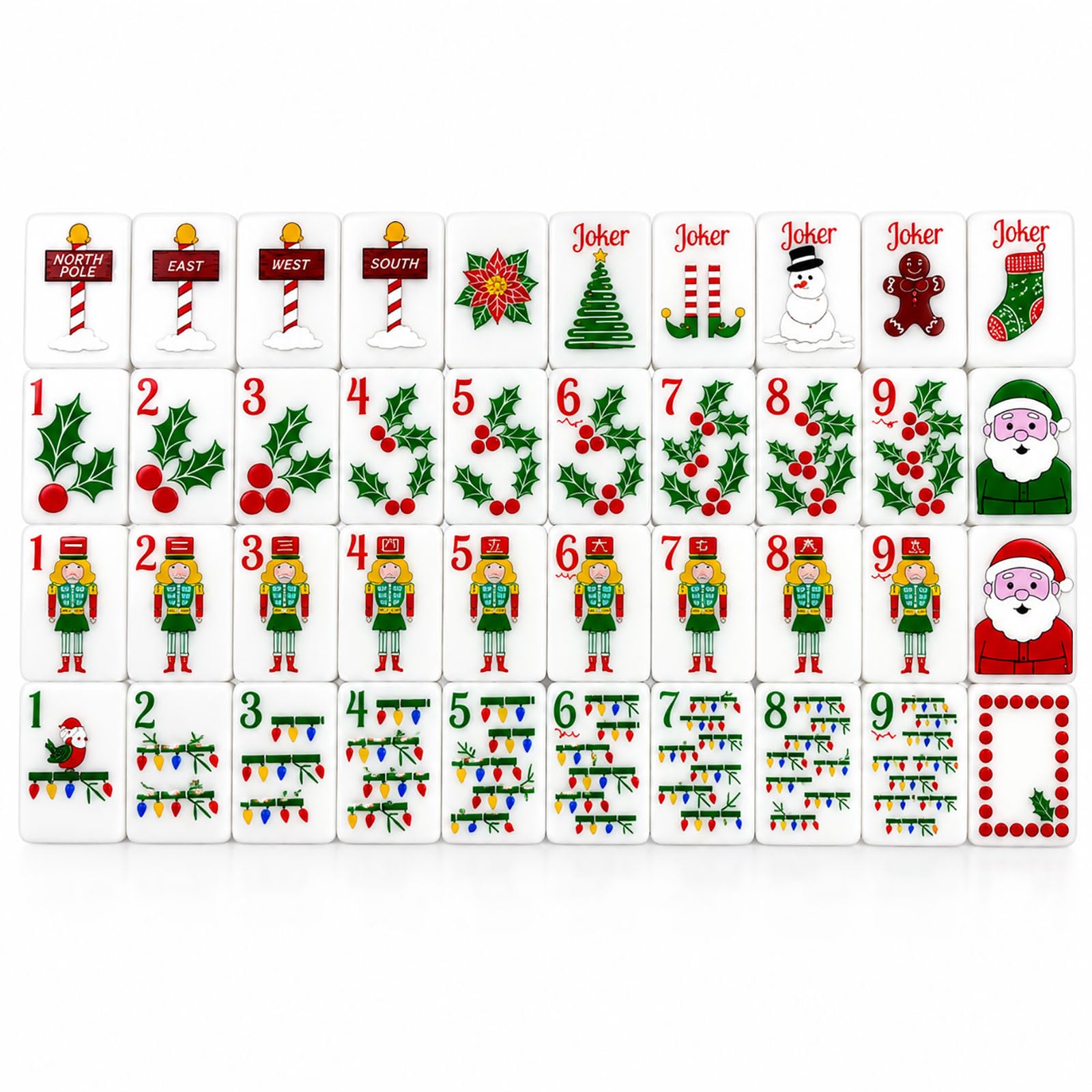 Set di tessere per Mahjong americano a tema natalizio, 160 tessere