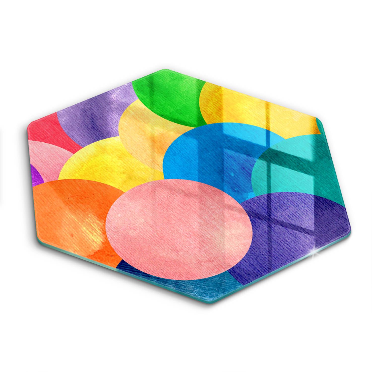 Planche à découper induction 40cm hexagonale très résistante aux roues colorées