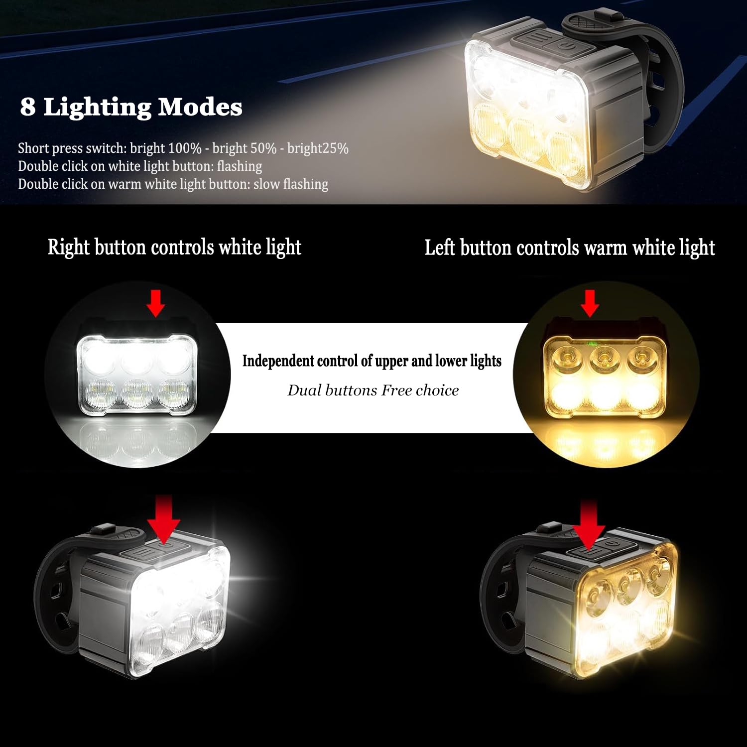 Lumière Vélo Avant et Arriere Lampe pour Giant Fathom E+2 2022, Lampe Velo Étanche Éclairage Vélo, Phare de Vélo Feu arrière de vélo pour la Nuit,C Set