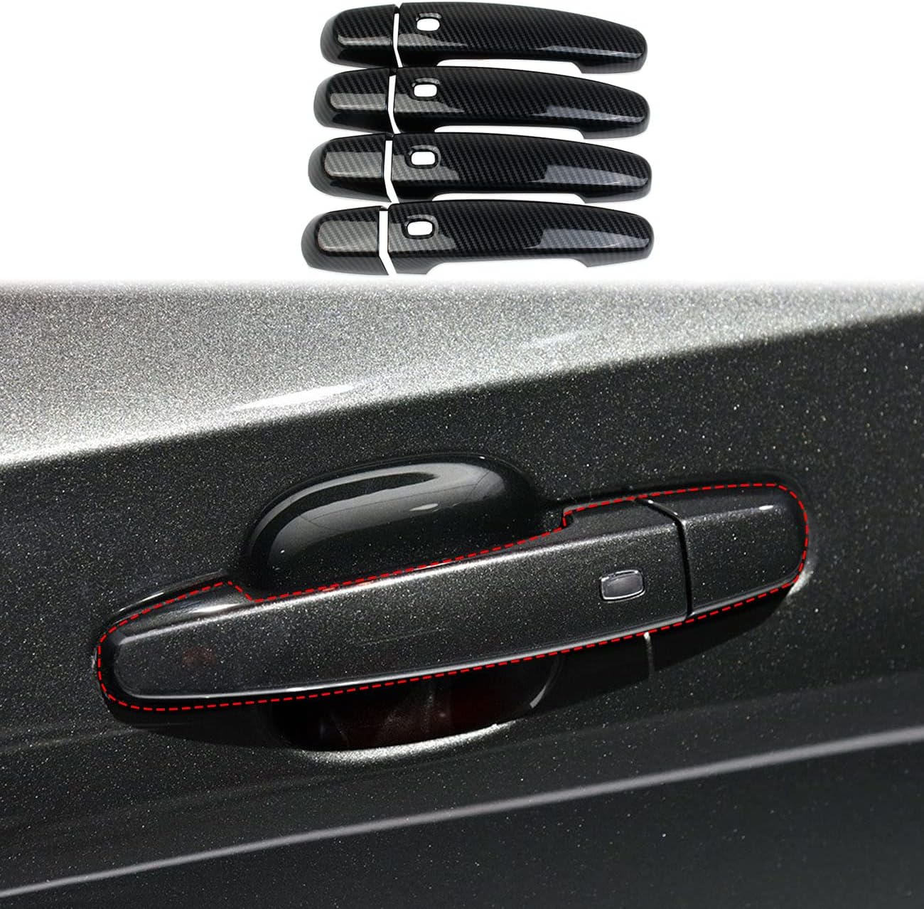 Korlot Carbon Fiber Exterior Door Handles Cover Trim for