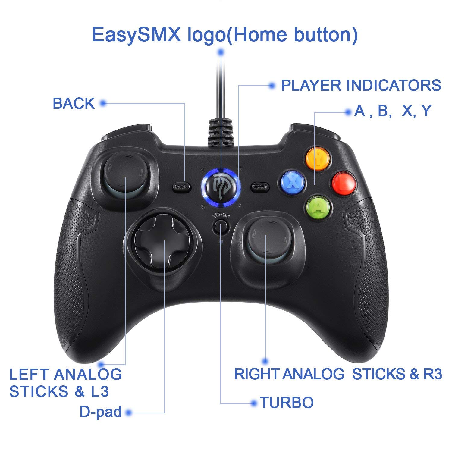 EasySMX Wired Gaming Controller,PC Game Controller Joystick with Dual