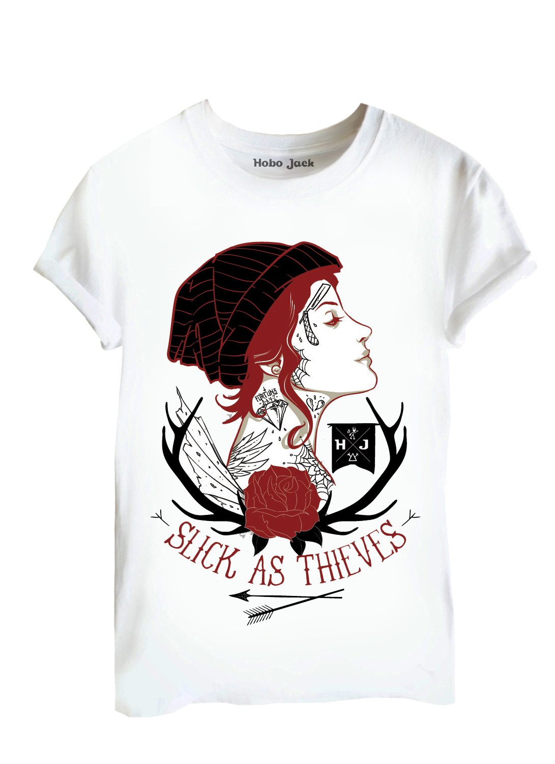 Jimmy Biscuits Men's White Hobo Jack - Craftswoman Tattooed Jill - Tshirt (2Xl)