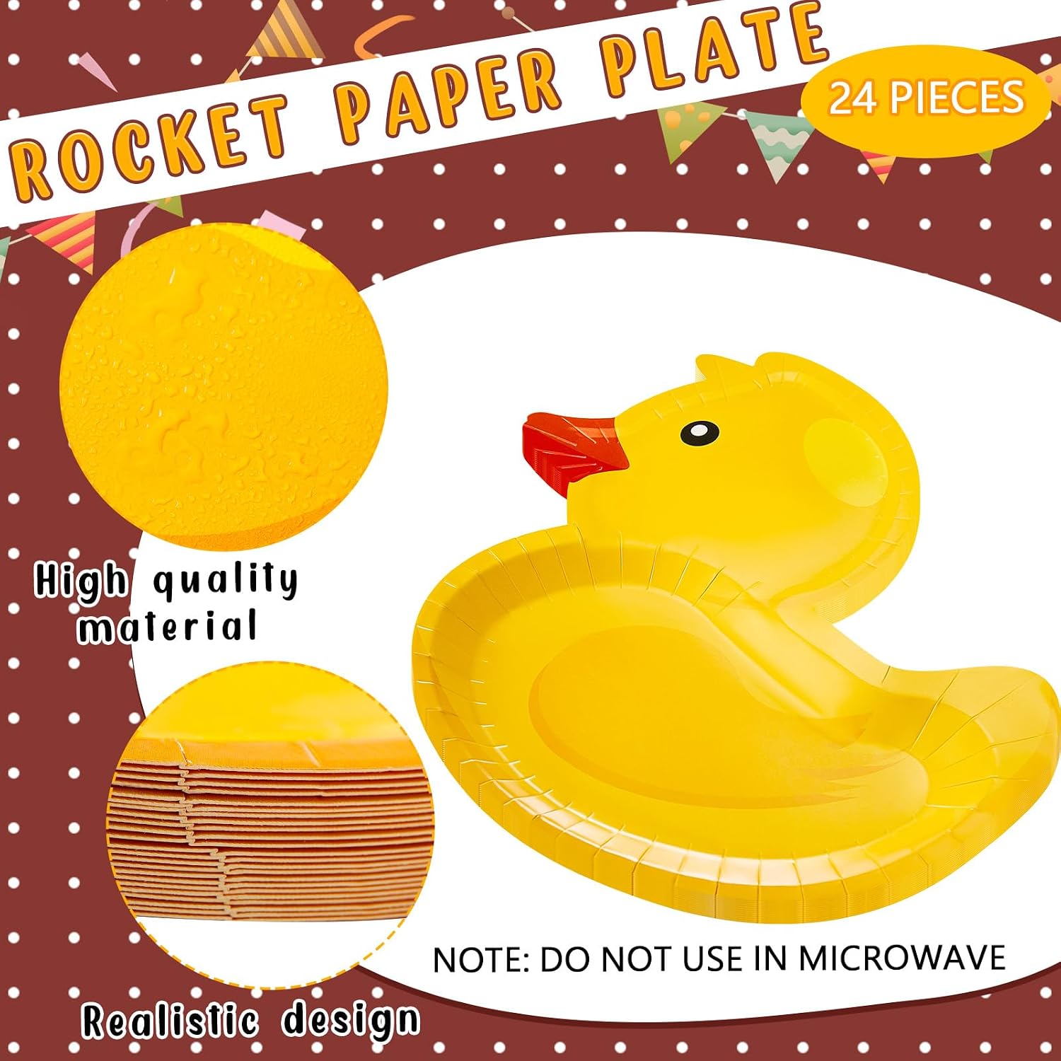 meekoo 24 Pcs Duck Party Paper Plates, Duck Theme Plates image 3
