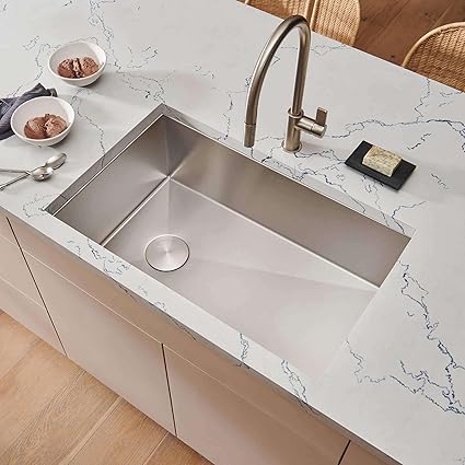 Ruvati 27-inch Slope Bottom Offset Drain Undermount Kitchen Sink Single