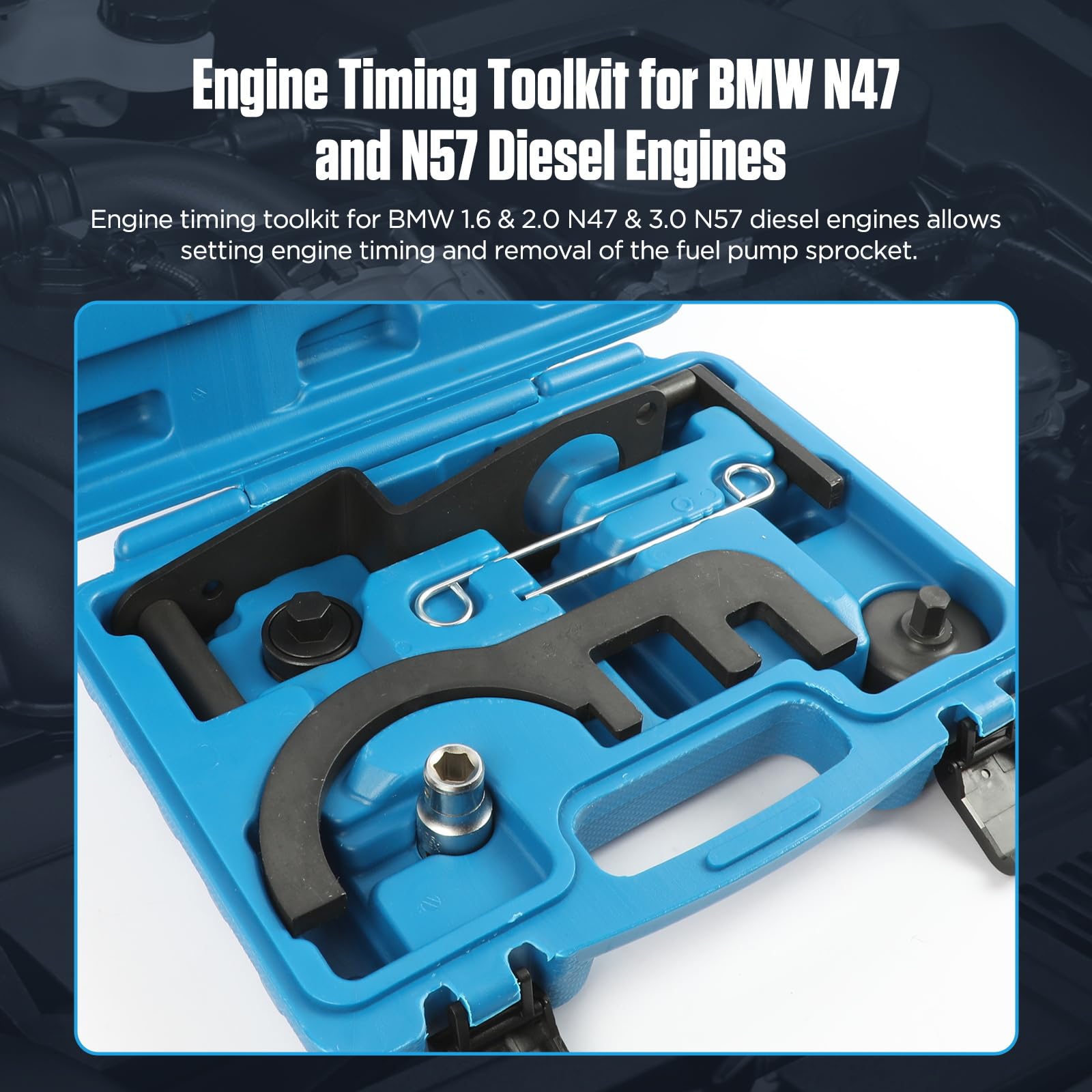 9tlg Motor Nockenwellenverriegelung Werkzeugsatz Kompatibel mit BMW 4-Zylinder / 8-Zylinder Dieselmotor N47 N47S N57 N57S 120d 325d 530d 1, 3, 5, 7 Series, X1, X3, X5, X6 Series Motoreinstellwerkzeug