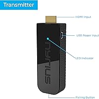Vista 5 de Nyrius Transmisor y receptor de video HDMI inalámbrico Aries Pro+ para transmitir video de 1080p hasta 165 pies desde laptop, PC, caja de cables